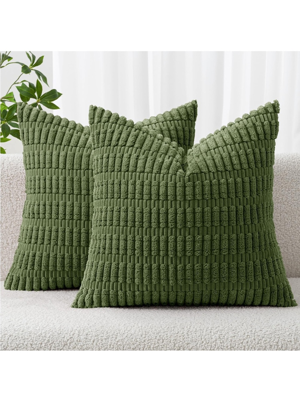 New Textured Green Throw Pillow Pair Cases